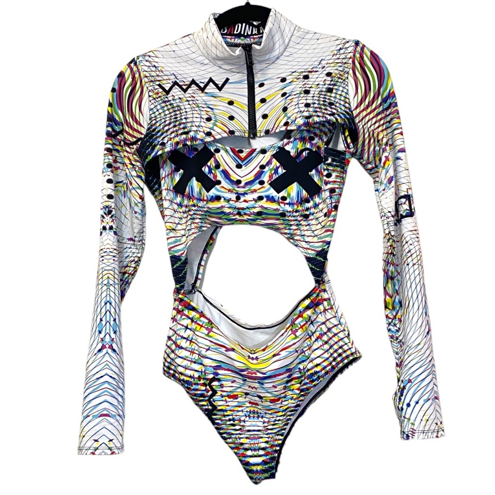 Vibrant Multicolor Bodysuit Xxtravagant Shrug 2 Piece Burning Man Festival